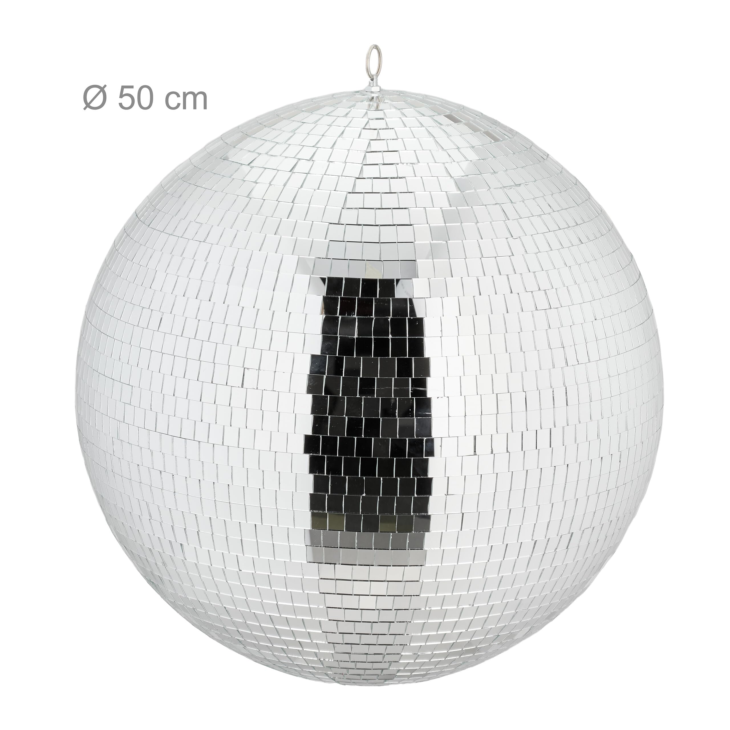 Relaxdays Boule à facettes, à Suspendre, Boule Disco pour Votre Prochaine soirée, diamètre : 50 cm, argentée