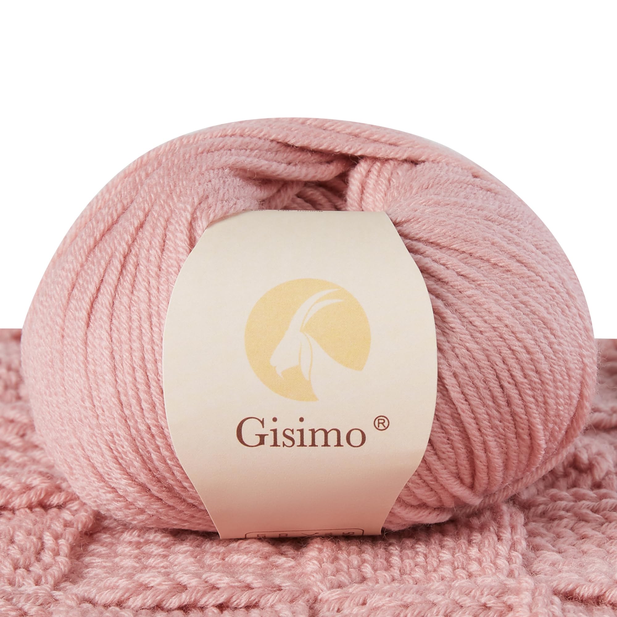 100% Merino Wool Yarn, 6-Ply Luxurious and Soft Yarn for Hand Knitting & Crocheting, 1.76 OZ/50g, 127 yds/116 Meters (Light Pink, 1 Ball)