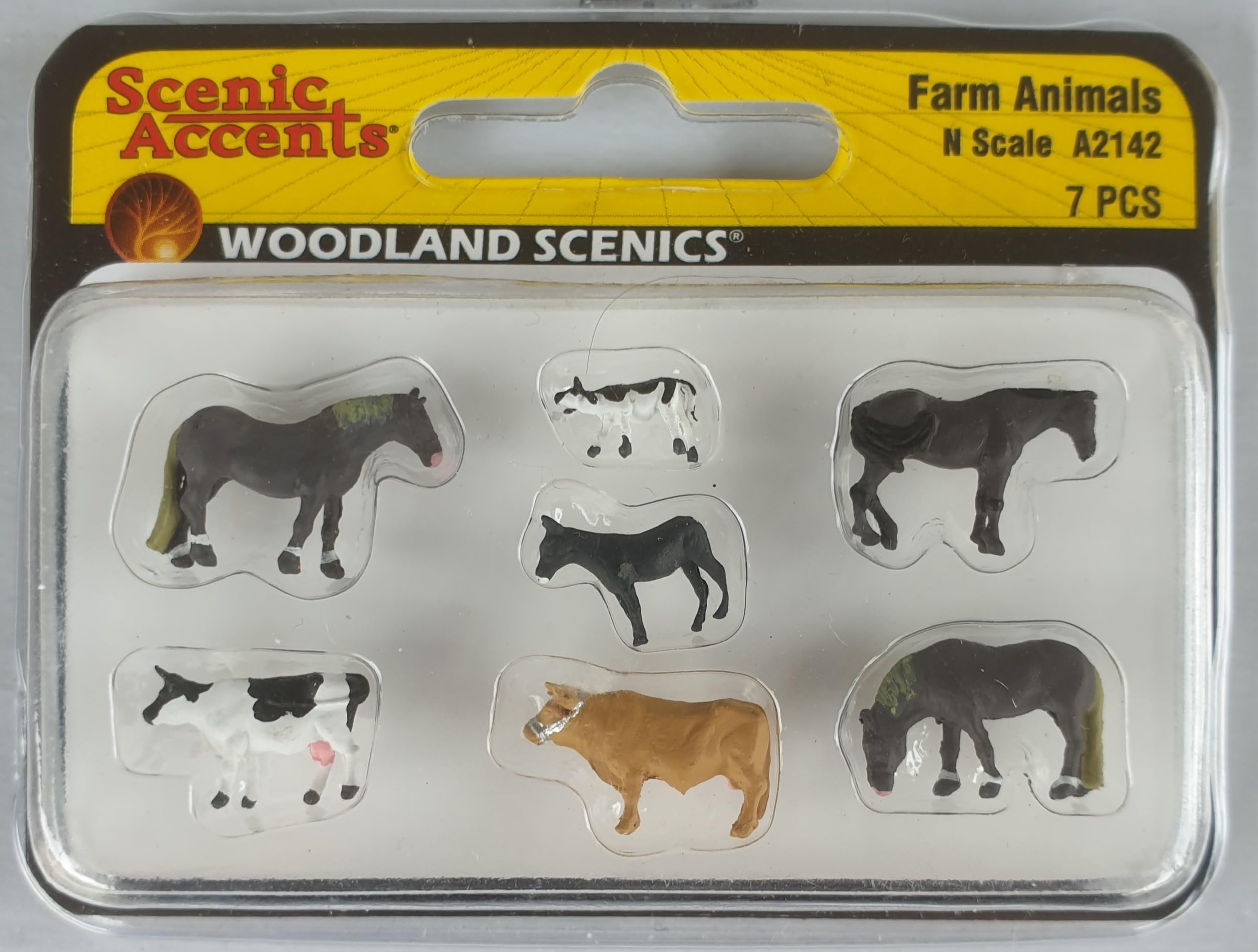 Woodland Scenics A2142 Donkey Horses Cow Calf Farm Figure Track N 1:160 Farm Animals