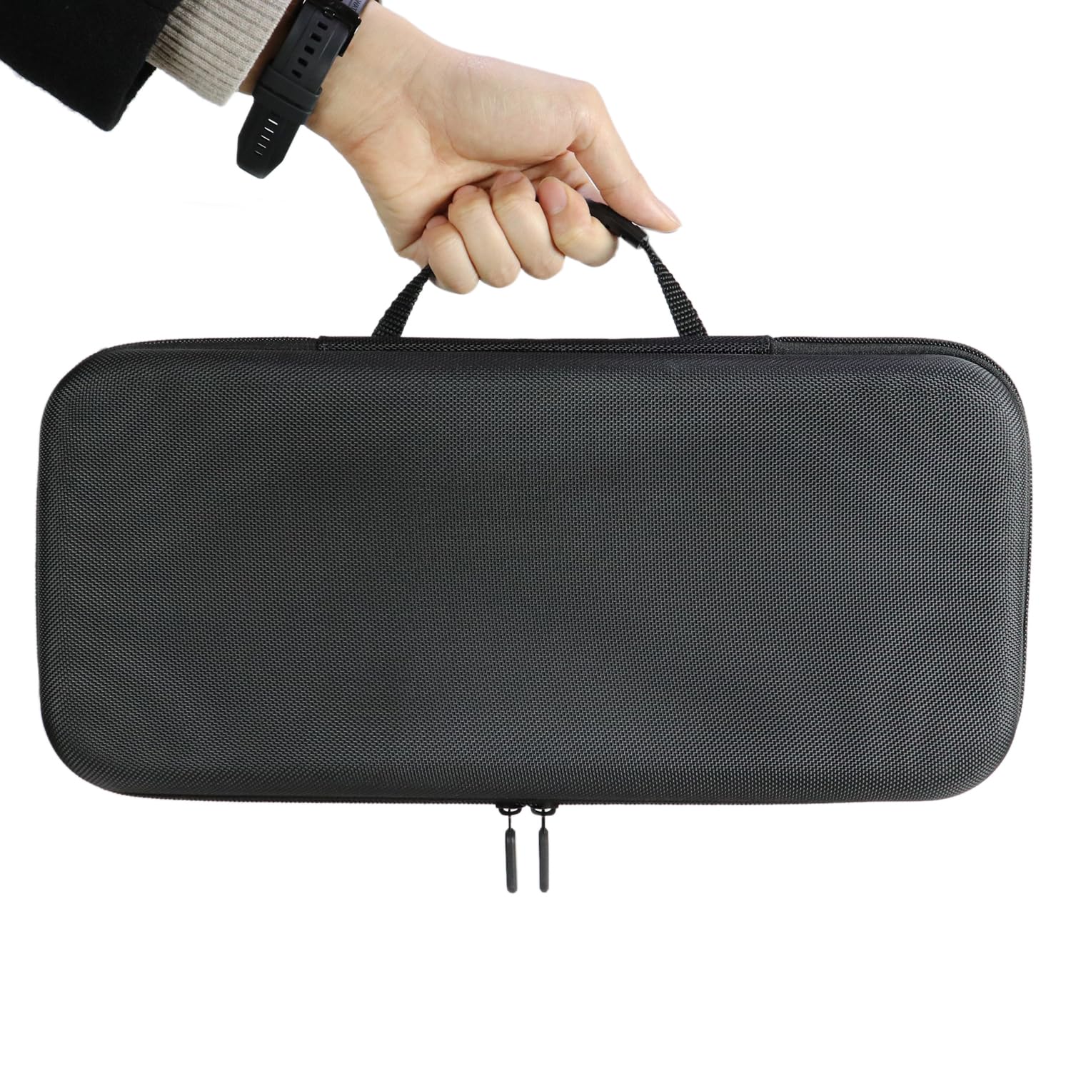 Juntan Custodia rigida da viaggio per orologi con 12 scomparti, in nylon, con cerniera, organizer per uomini e donne, con morbido cuscino in schiuma comprimibile nera
