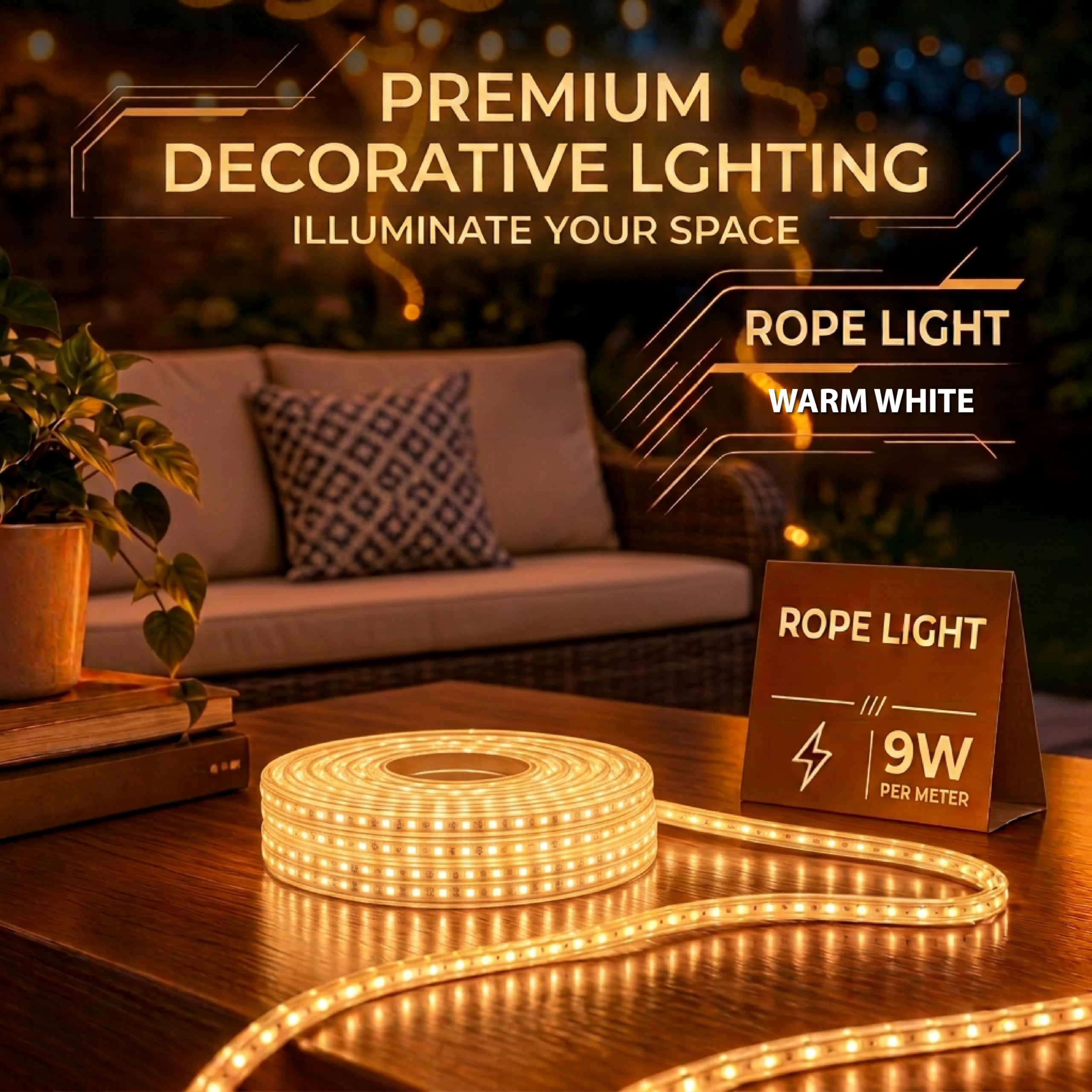 Forus LED Rope Light - Warm White, Waterproof Decor -3