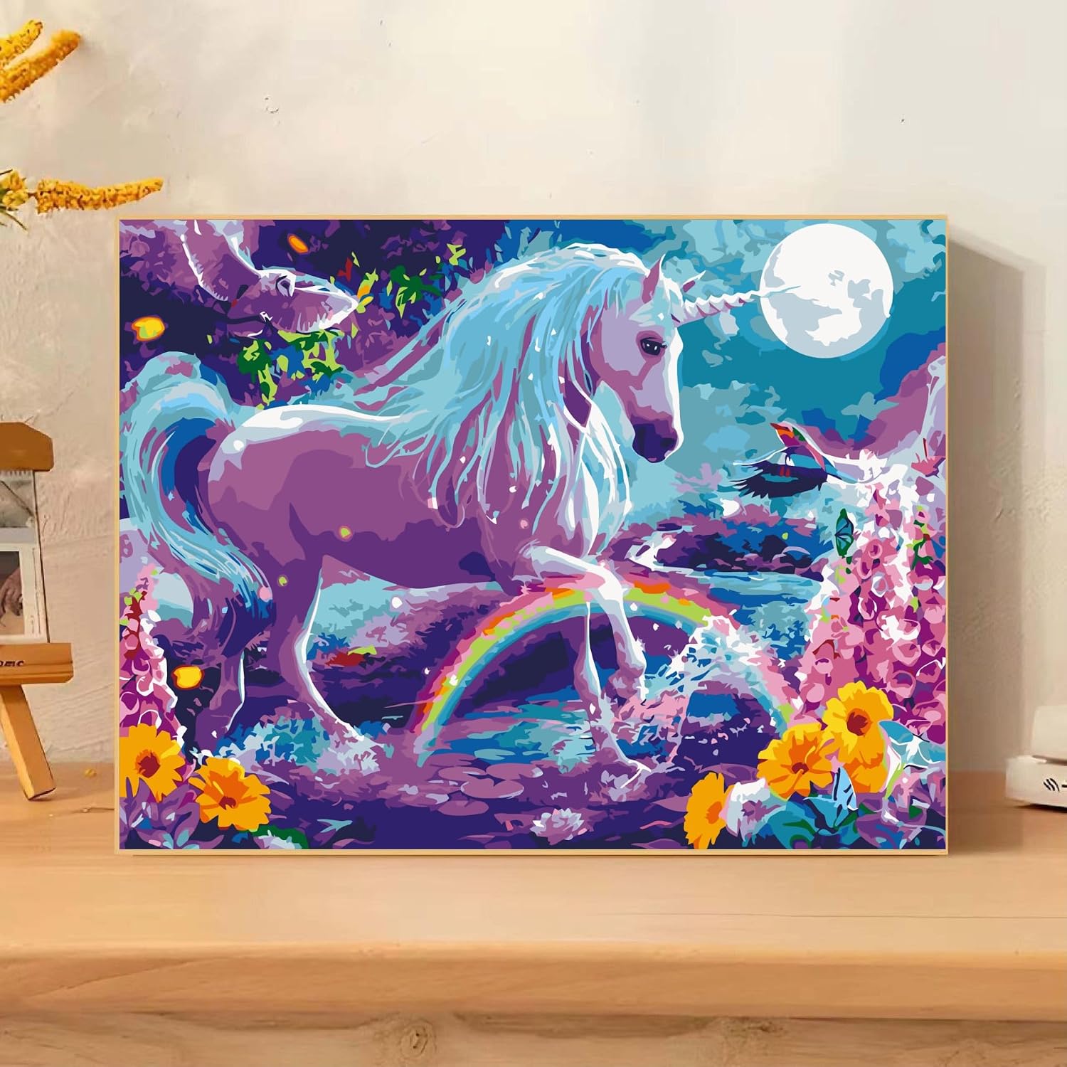 EPLUUM DIY Paint by Numbers Kit for Adults Unicorn Paint by Numbers for Adults Student Oil Number Painting Kits for Adult Ideal Gift for Family Friend Home Decor Rainbow Unicorn 16x20 in image 2