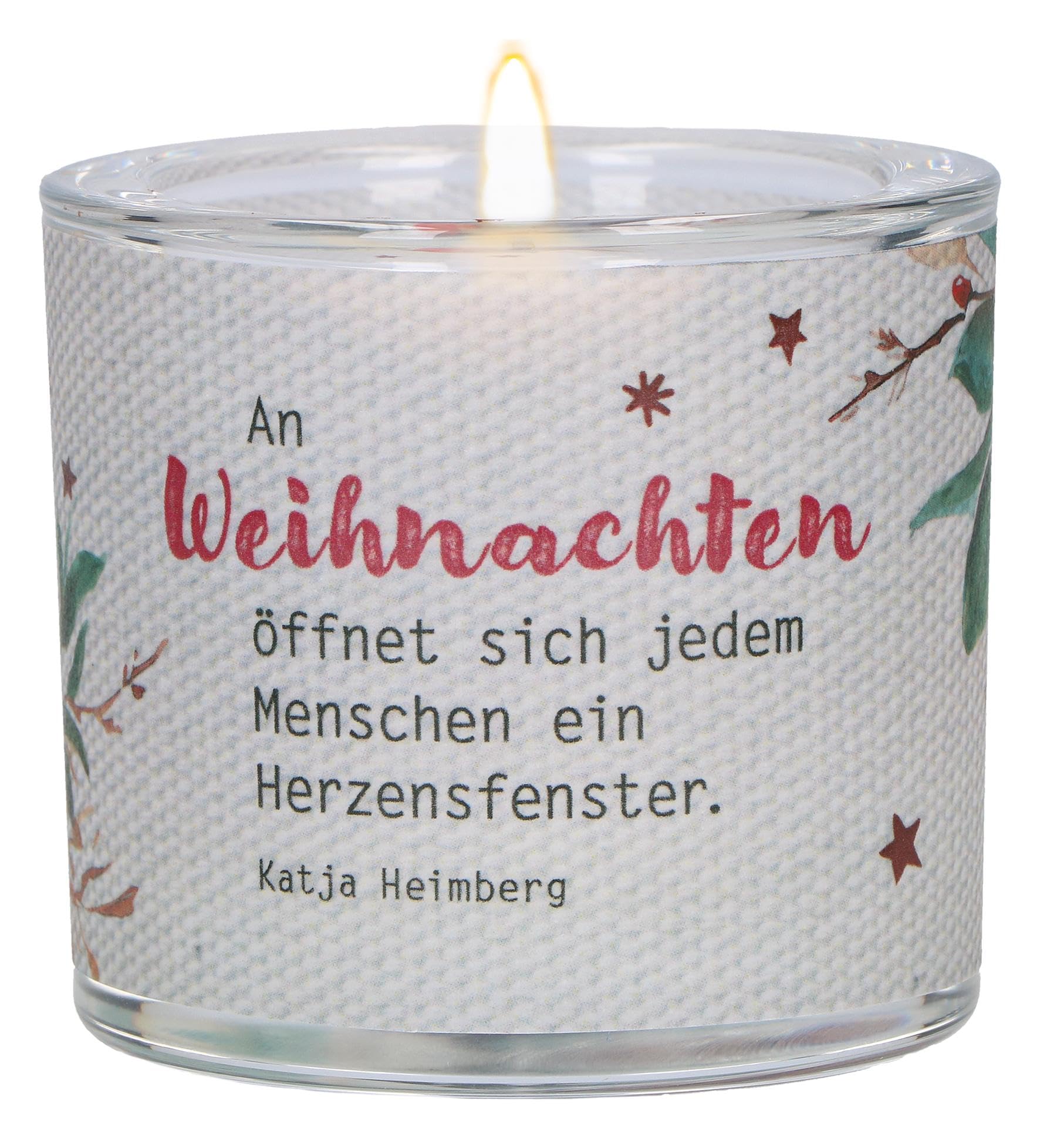 Photophore de Noël en verre soufflé bouche Ø 6,5 cm avec décor parchemin