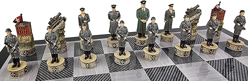 Miniatura 6 de Juego de ajedrez de la Segunda Guerra Mundial de Estados Unidos vs Alemania con tablero de color de fibra de carbono negro de 18 pulgadas WW2