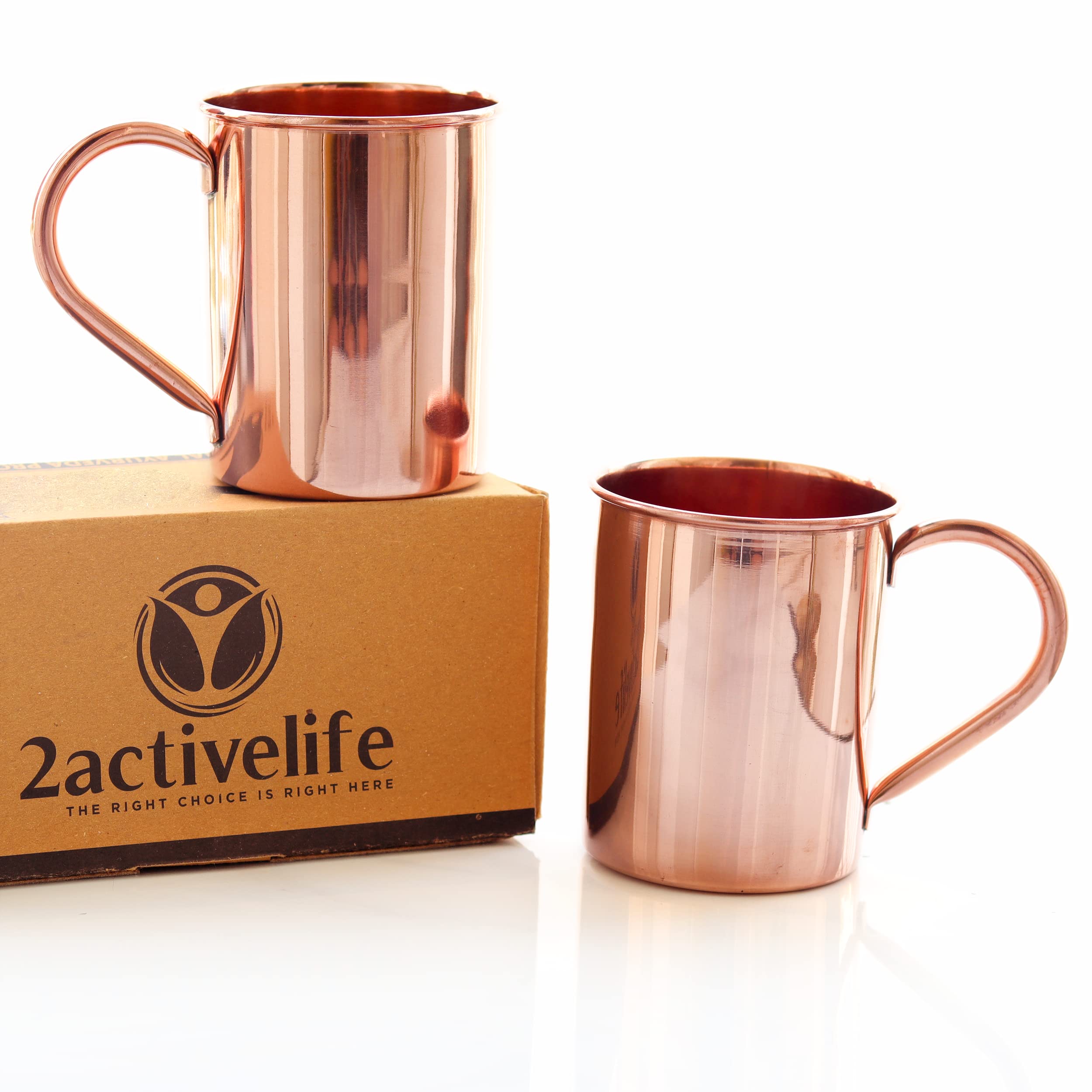 Copper Mules Moscow Mule PURE Copper Mugs Set of 2 - Handmade of 100% Pure THICK Copper - Straight Smooth Finish – Easy Care Copper Inside - Sturdy Authentic - Holds 16 ounces