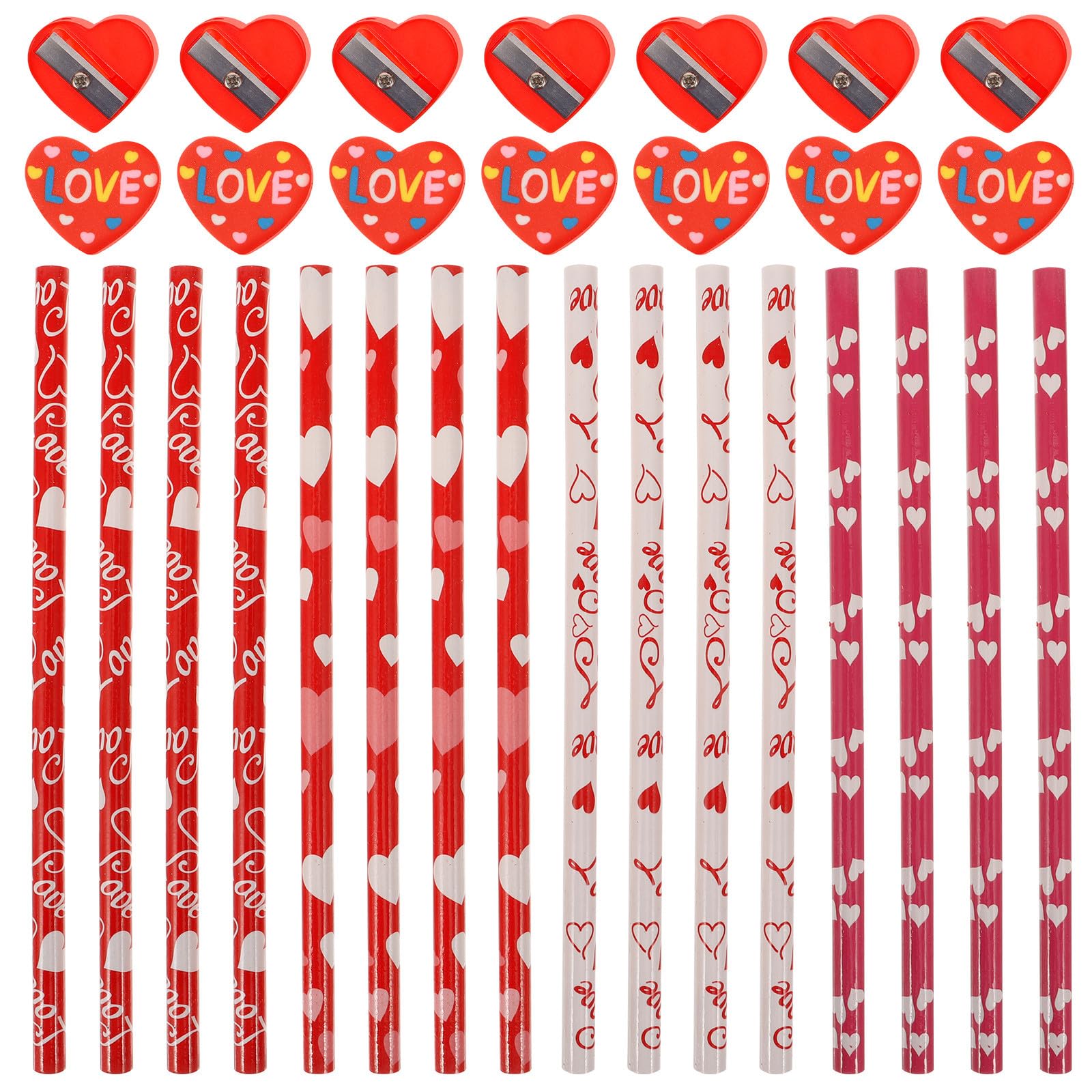 Tofficu 300-Teiliges Bleistiftset Zum Valentinstag Radiergummis Zum Valentinstag Bleistifte Zum Valentinstag Großformatige Bleistifte Zum Valentinstag Schreibwarenset Zum