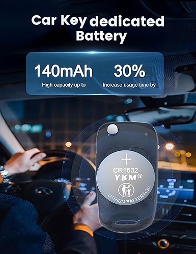 Miniatura 3 de YKM 5 Pack CR1632 CR 1632 DL1632 ECR1632 BR1632 Long Lasting 3V Lithium Battery for Alarm Watch Weight Scale Toy Car Remote Button Battery 5-Year