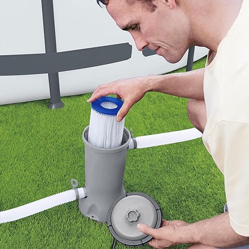 Miniatura 6 de Bestway Flowclear - Cartucho de bomba de filtro de agua para piscina sobre el suelo, 530 galones por hora, 120 voltios con temporizador de apagado