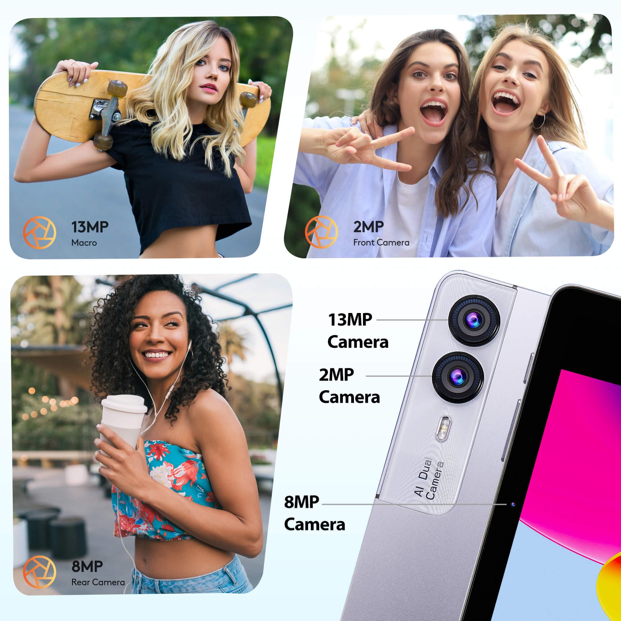 Tablet Android 14 da 11 pollici con slot SIM: 4G LTE 5G WiFi Tableta | 8 GB RAM + 128 GB ROM (1 TB TF) | Octa-Core | Widevine L1, display FHD, 13 MP+5 MP, 7000 mAh, GPS viola