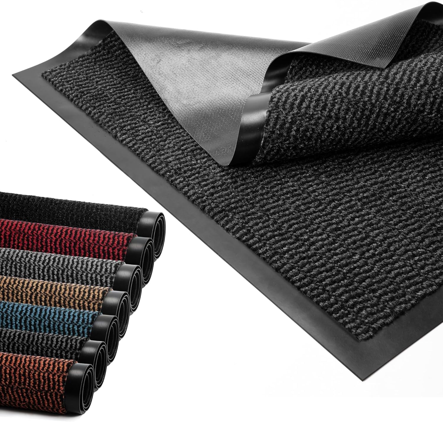 BLADO Barrier Mat Non Slip Door Mat Rubber Mats Floor Mats Kitchen Rugs Washable Light Weight Rubber Multi Color And Sizes Heavy Duty (Anthracite, 40cm x 60cm)