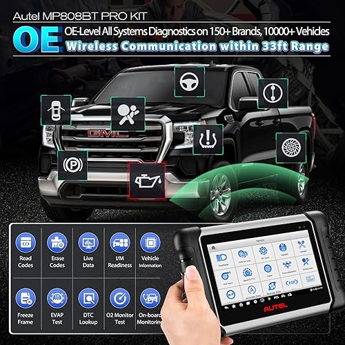 Miniatura 8 de Escáner Autel MaxiPRO MP808BT PRO 2026, 2 años de actualización con 11 adaptadores OBD, función como MaxiSYS MS906 PRO MS906MAX, hasta MS906BT