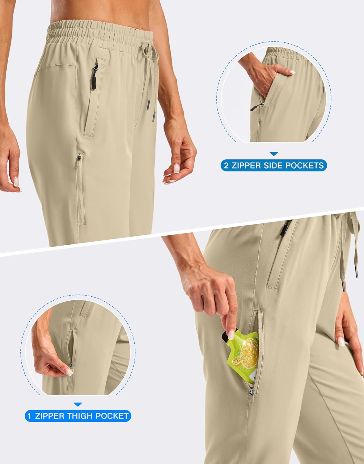 SANTINY Women's 13''/ 15"/ 17'' Long Hiking Shorts with Zipper Pockets Lightweight Quick Dry Below The Knee Capris for Women