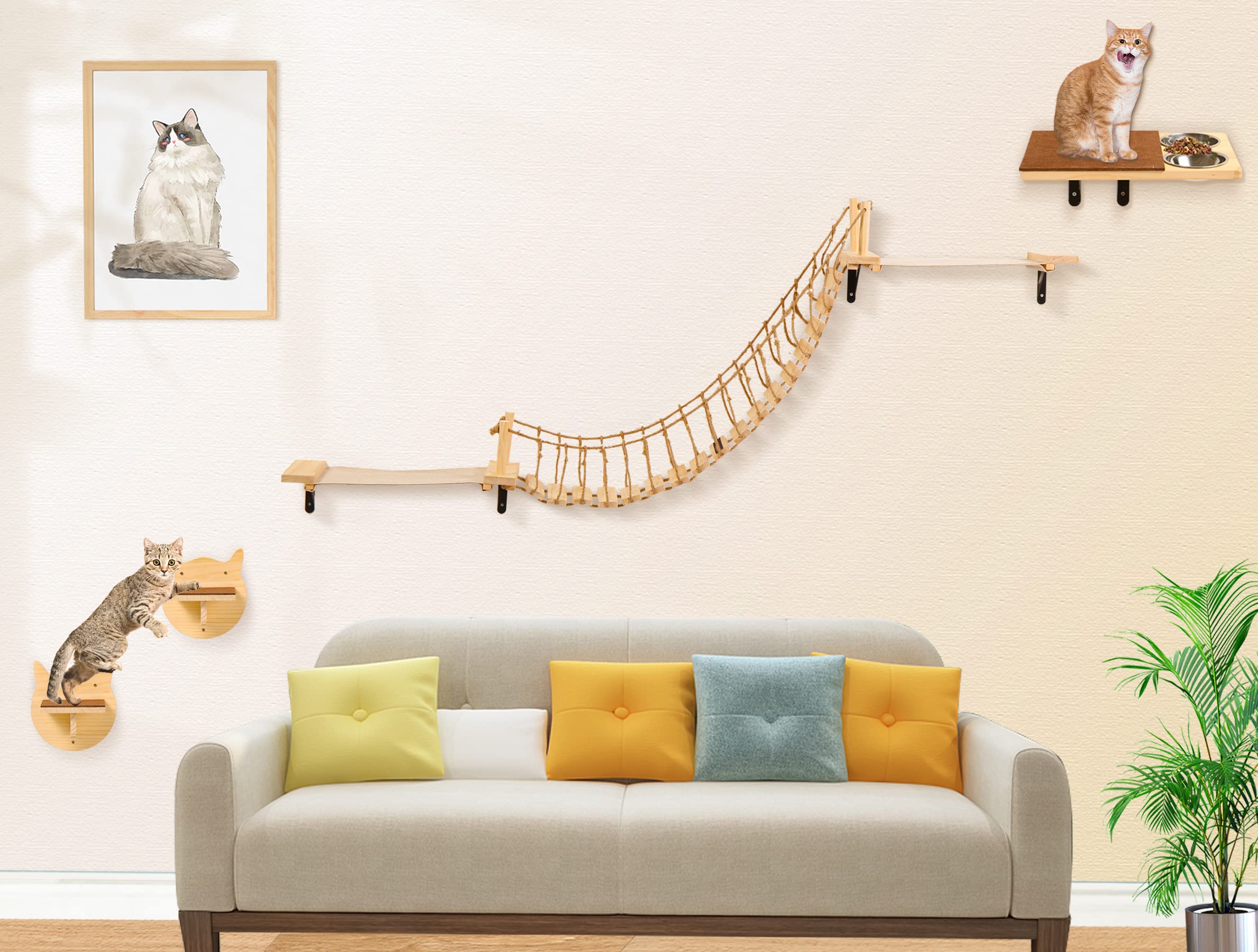 Snapklik.com : Cat Wall Furniture Set, Cat Wall Shelves 78" Cat Bridge ...