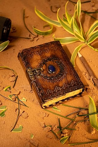 Miniatura 2 de Diario de cuero con cierre de piedras preciosas para escribir, cuaderno en blanco hecho a mano, bloc de notas de chakras, el mejor regalo de arte,