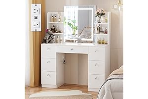Vowner Vanity Desk with Mirror and Lights: A Luminous Haven for Glam