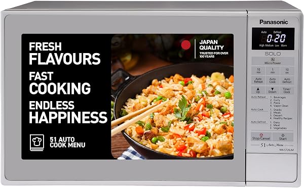 Panasonic 20L Solo Microwave Oven (NN-ST26JMFDG, Silver, 51 Auto Menus)