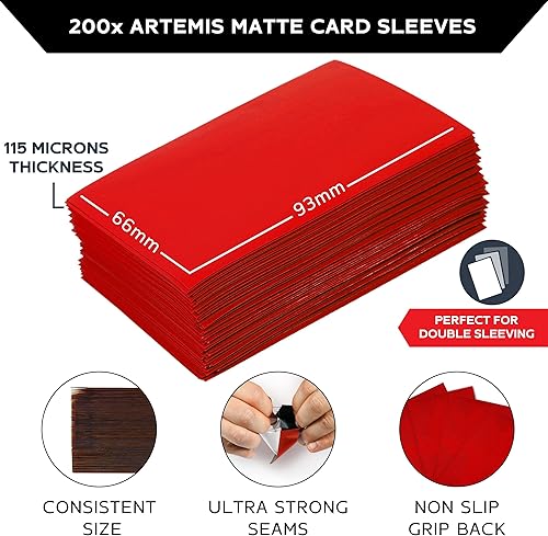 Miniatura 2 de Quiver Time 200 Artemis - Funda para cartas de tamaño estándar, color rojo, fundas mate, protectores de tarjetas compatibles con Magic The Gathering