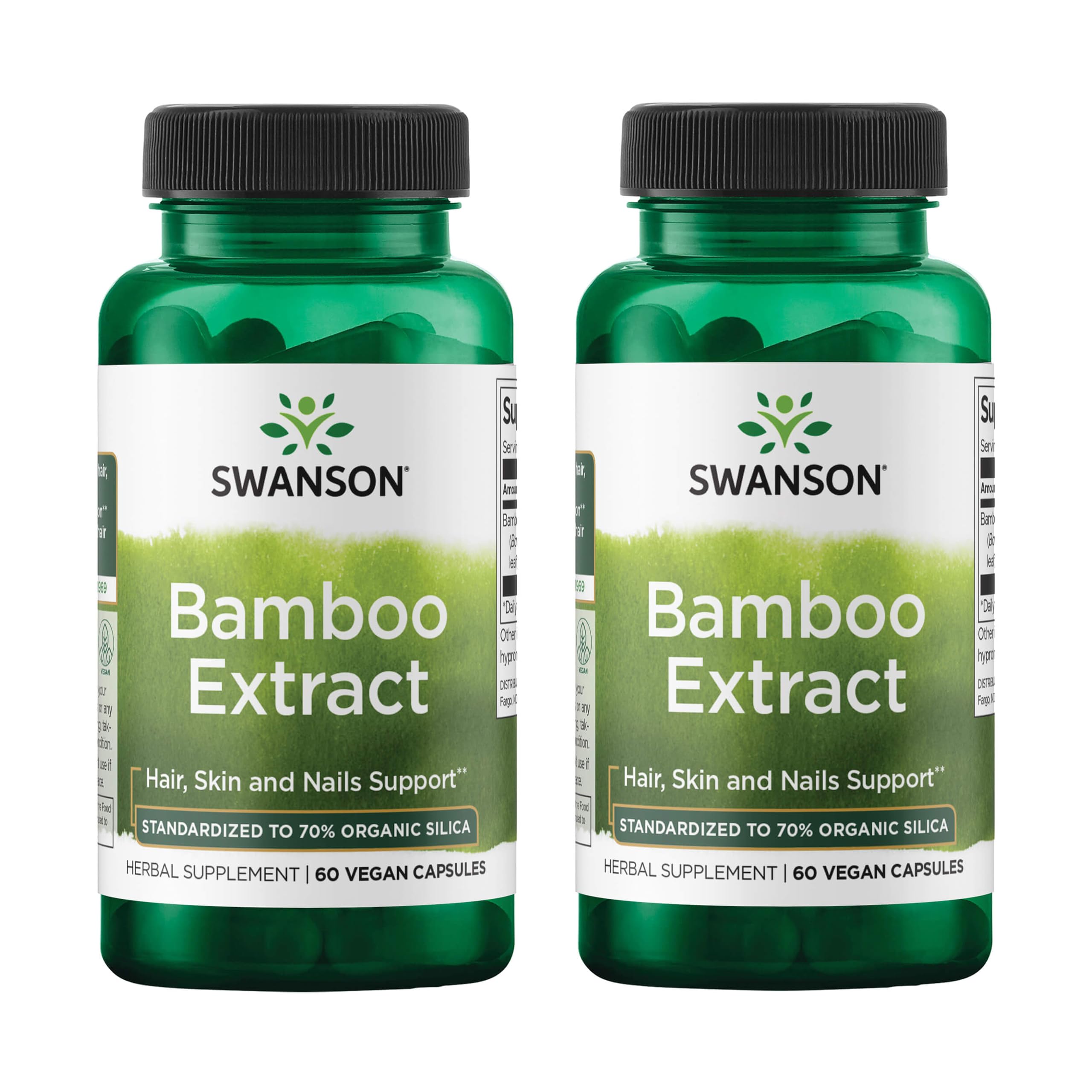 Swanson Bamboo Extract Hair Skin and Nails, 300 mg, 60 Capsules, 2 Pack 60 Count (Pack of 2)