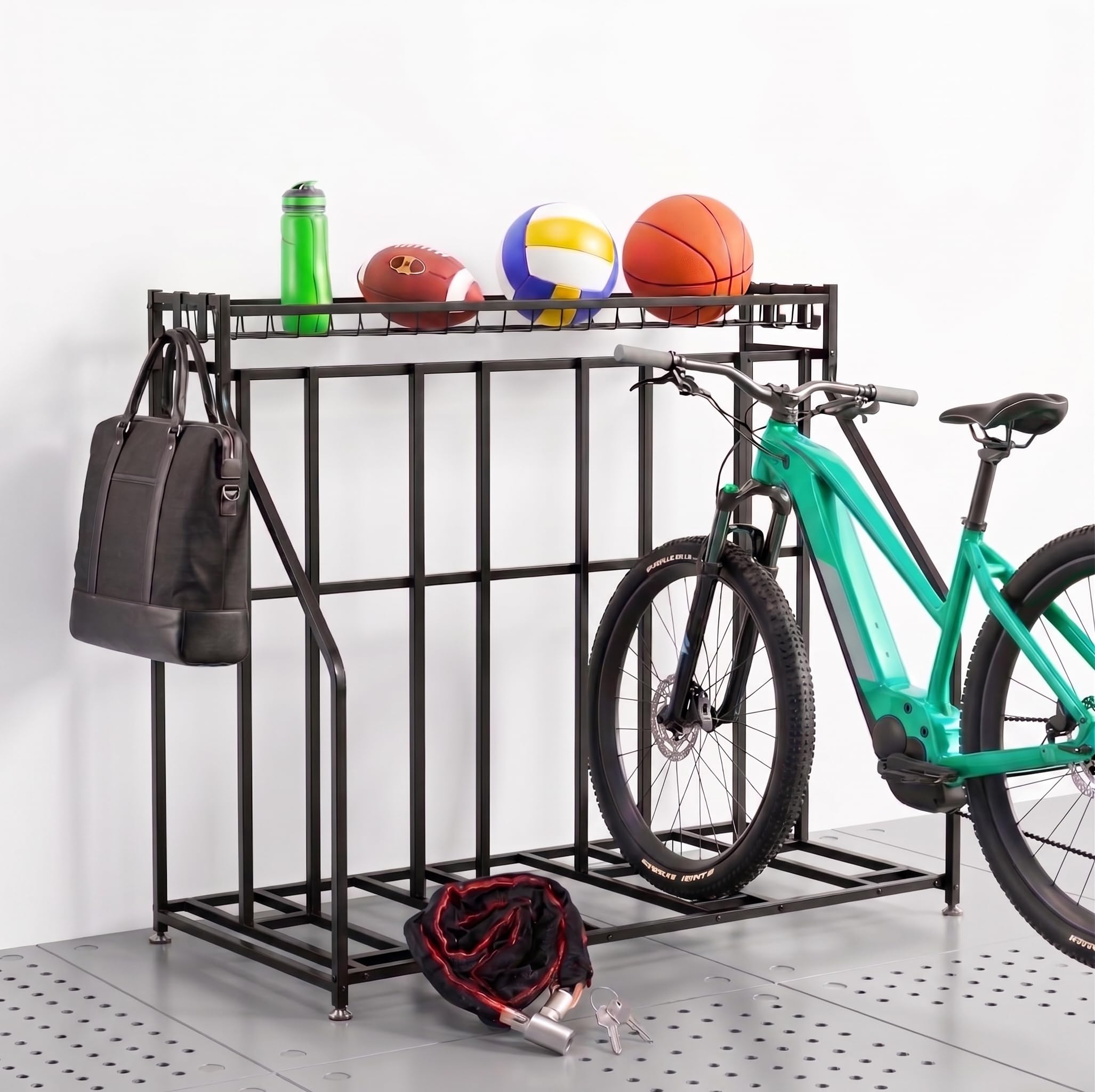 Kapler Fahrradständer Boden für 1 bis 4 Fahrräder mit Korb und Haken