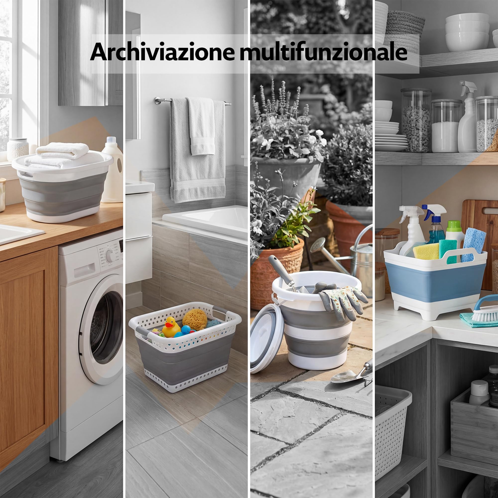 Secchio pieghevole da 10 l, secchio in silicone pieghevole, secchio per tacchino e lavanderia, giocattolo di sabbia, secchio pop-up pieghevole, salvaspazio, camper, pesca, lavaggio auto, casa
