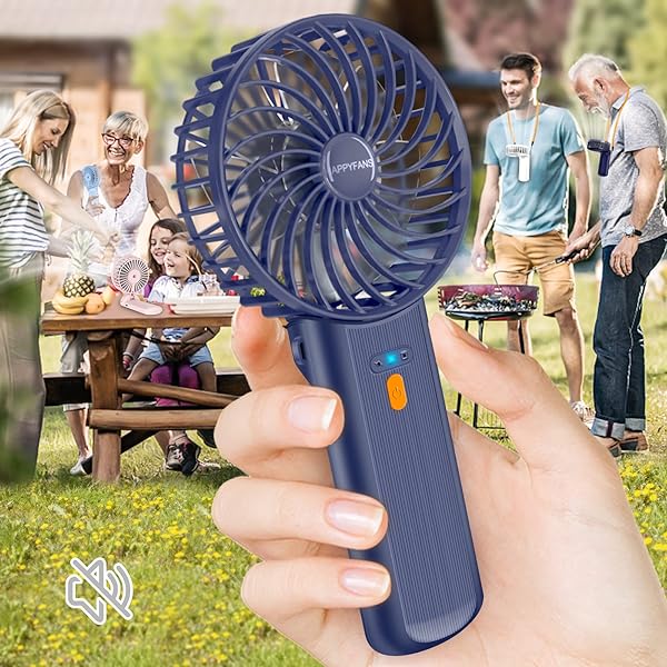 Portable Fan - 4-Speed Handheld, Desk & Neck Fan, USB Rechargeable, Lightweight & Bendable Handle for Indoor, Outdoor, Travel - Ideal for Women, Men, and Pets, Navy Blue