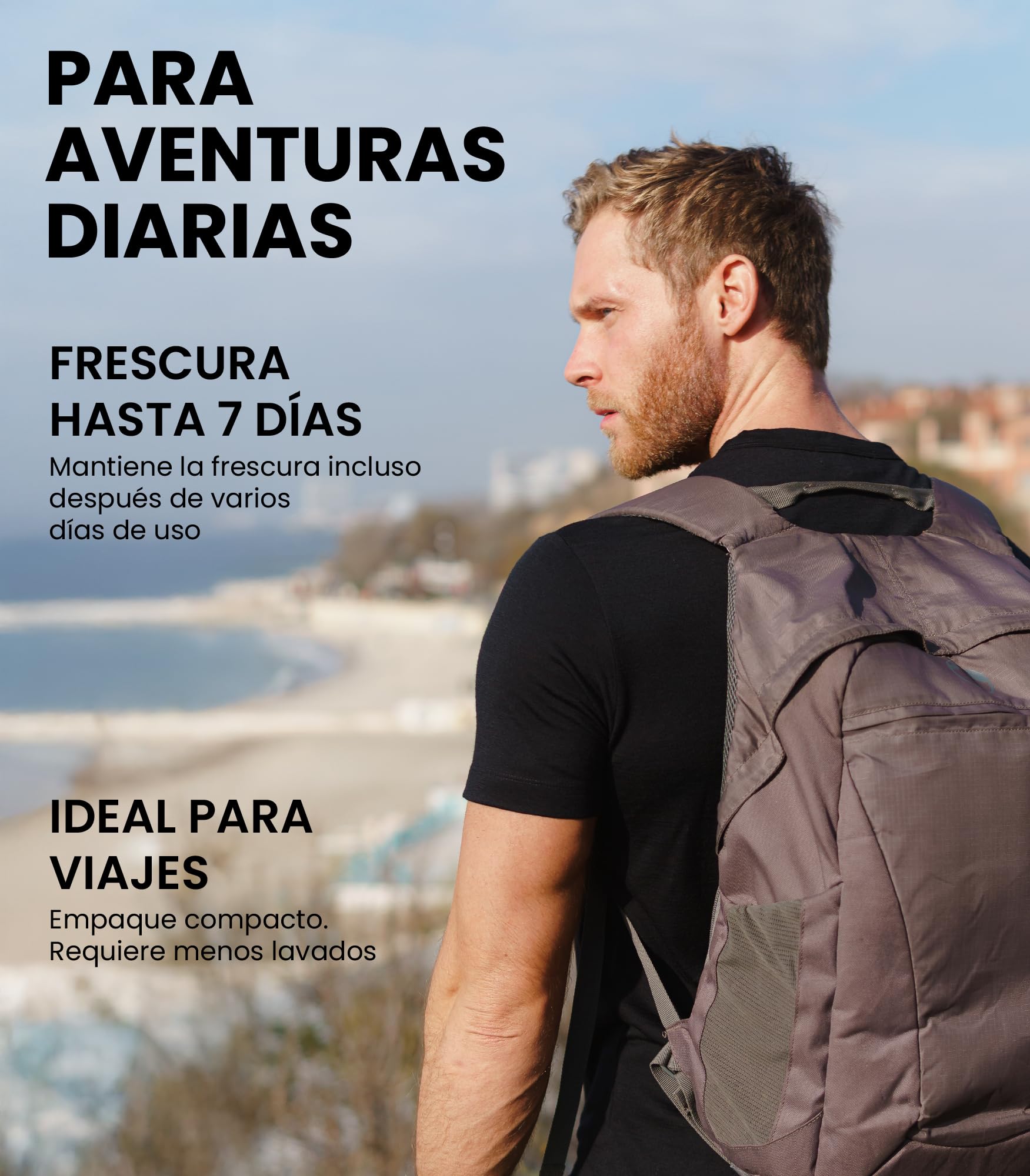Camiseta Lana Merino Hombre 100% con Calcetines Merino.tech