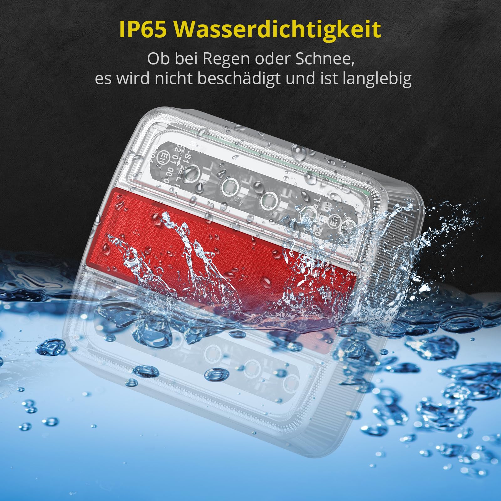 PROZOR LED Rückleuchte Set 12V Anhänger Beleuchtung 18 LEDs Verkabelt Rücklicht Set mit Magnet 7,5m Kabel 7 Polig Anhängerbeleuchtung Rückleuchte IP65 Wasserdicht E11 ECE