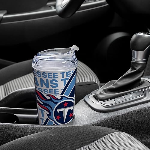 Miniatura 175 de Rico Industries NFL Football - Vaso de acrílico de 24 onzas con tapa con bisagras, vaso de doble pared con licencia oficial para fanáticos de la NFL