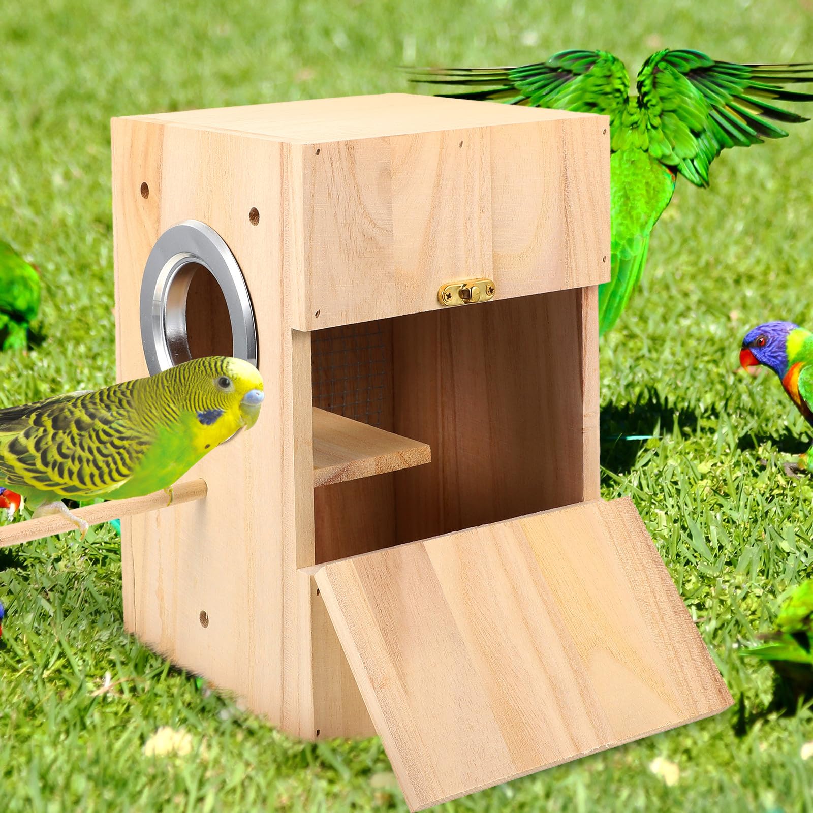 VALICLUD Nidificatore in Legno per Uccelli Piccoli e Canarini, Casa Confortevole Letto per Dormire, Design Semplice e Creativo per Voliera da Esterno