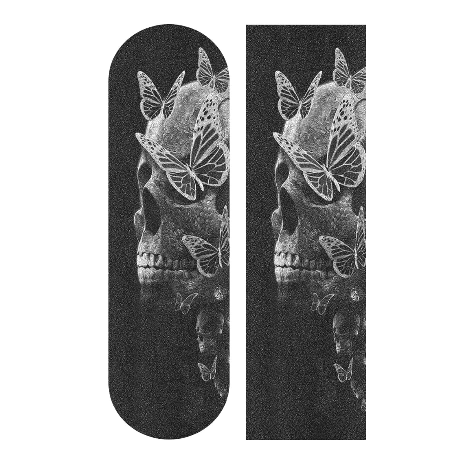 Cinta De Lija Antideslizante Para Skateboard: Diseño Vintage Calavera Mariposa, 84x23cm