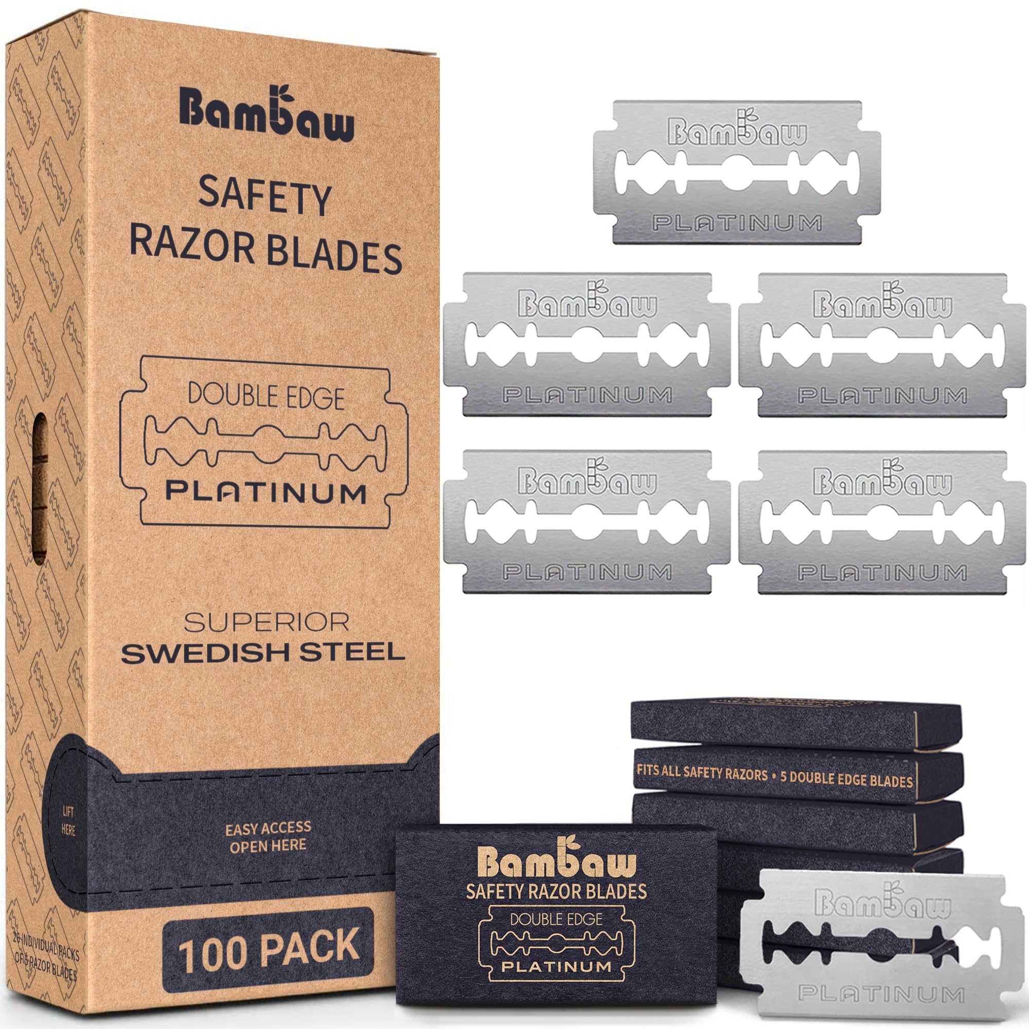 Safety Razor Blades | 100 Universal Razor Blades - Supply for 18 to 24 Months | Women & Men for Planer & Razor | Double Edge Safety Razor Blades |