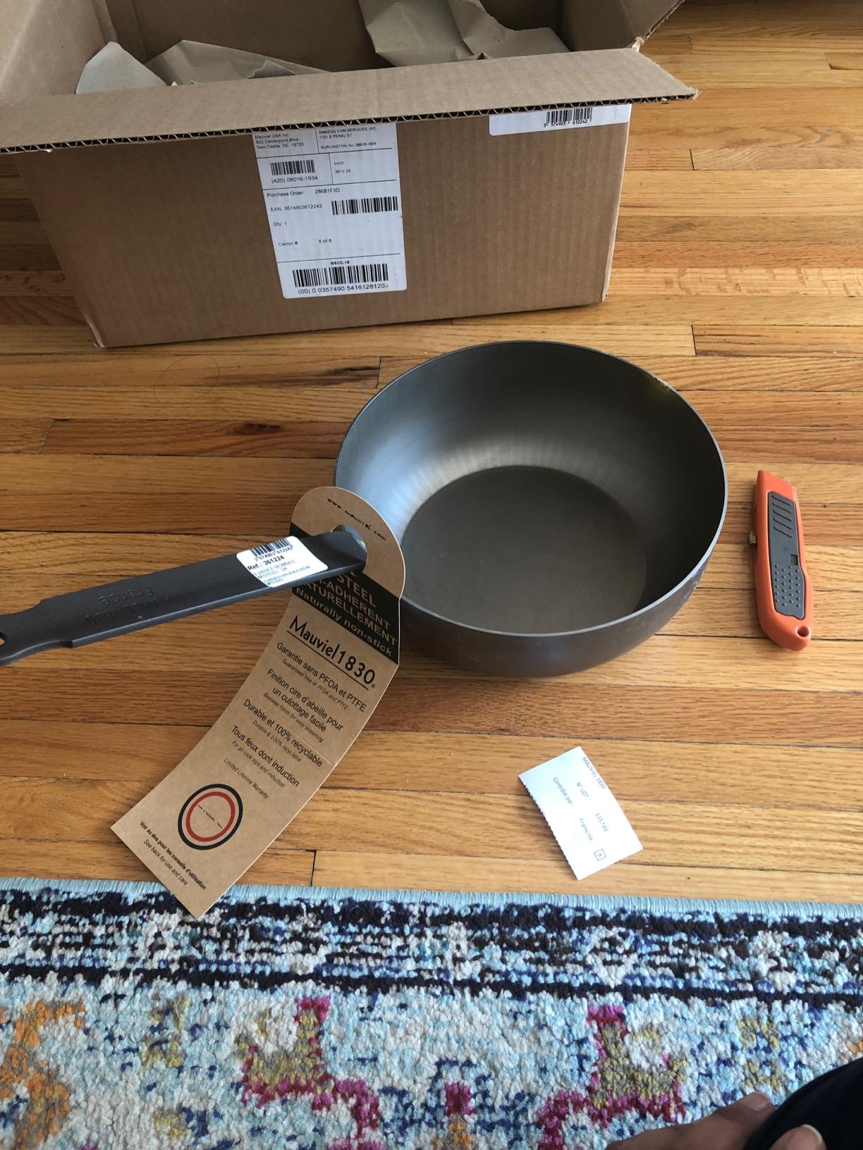 Mauviel M'STEEL Black Carbon Steel Chef Pan With Iron Handle