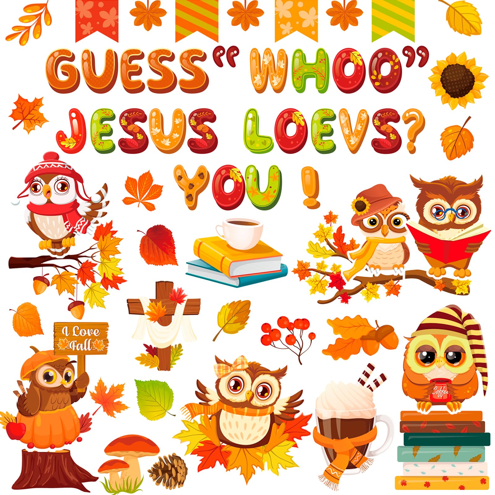 Décorations de salle de classe d'automne HOWAF jésus pour tableau d'affichage