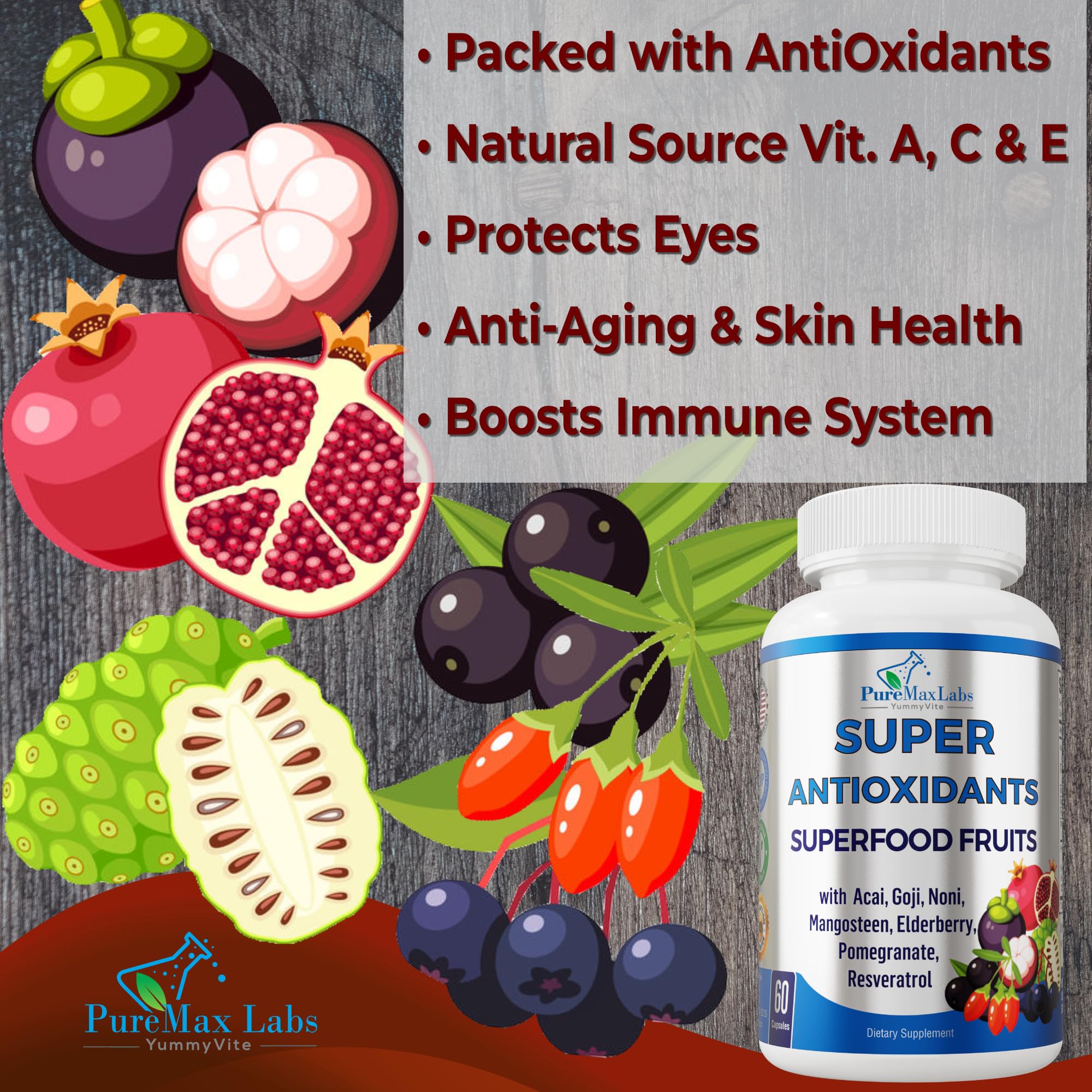 YUMMYVITE Super Antioxidant Fruit Superfood Complex, 60 Count (Pack of 1) — Amazon image 3