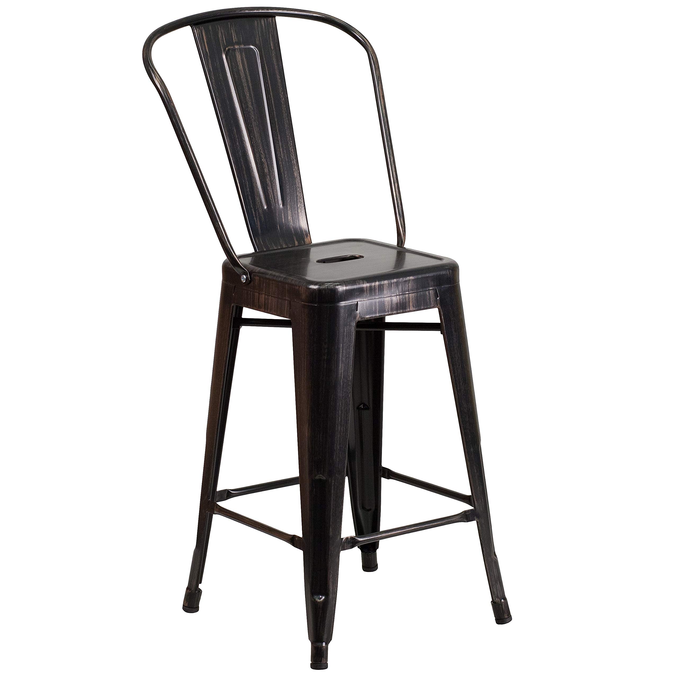 Flash Furniture Black-antique Gold / 1 Pack / Metal Seat Stools & Bar Chairs