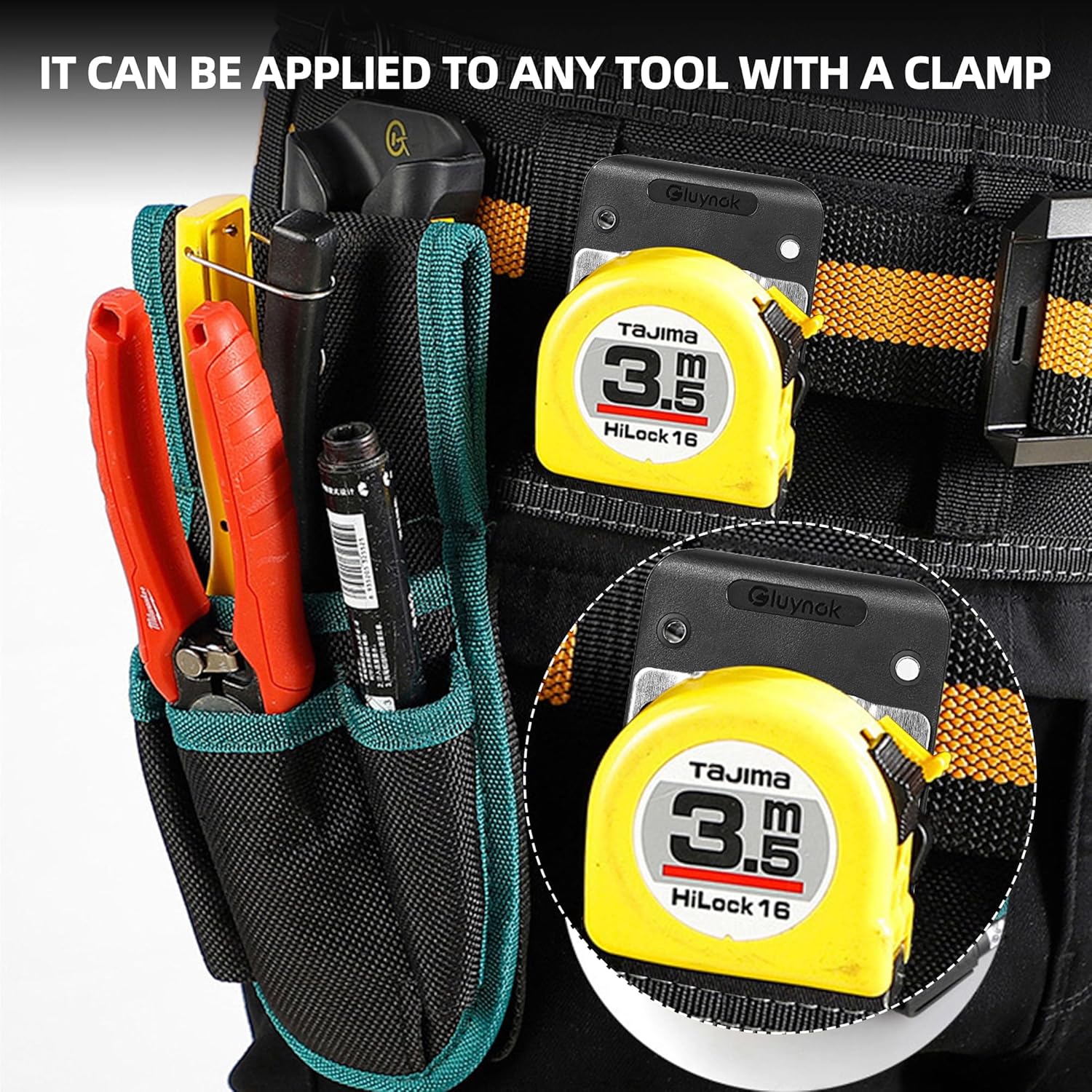 Tape Measure Holder,Drill Holder for Tool Belt-Simple Hook Holster for Cordless Drill, Impact, Nailer, Tape Measure, or Any Tools with Hanger Clips - Image 5