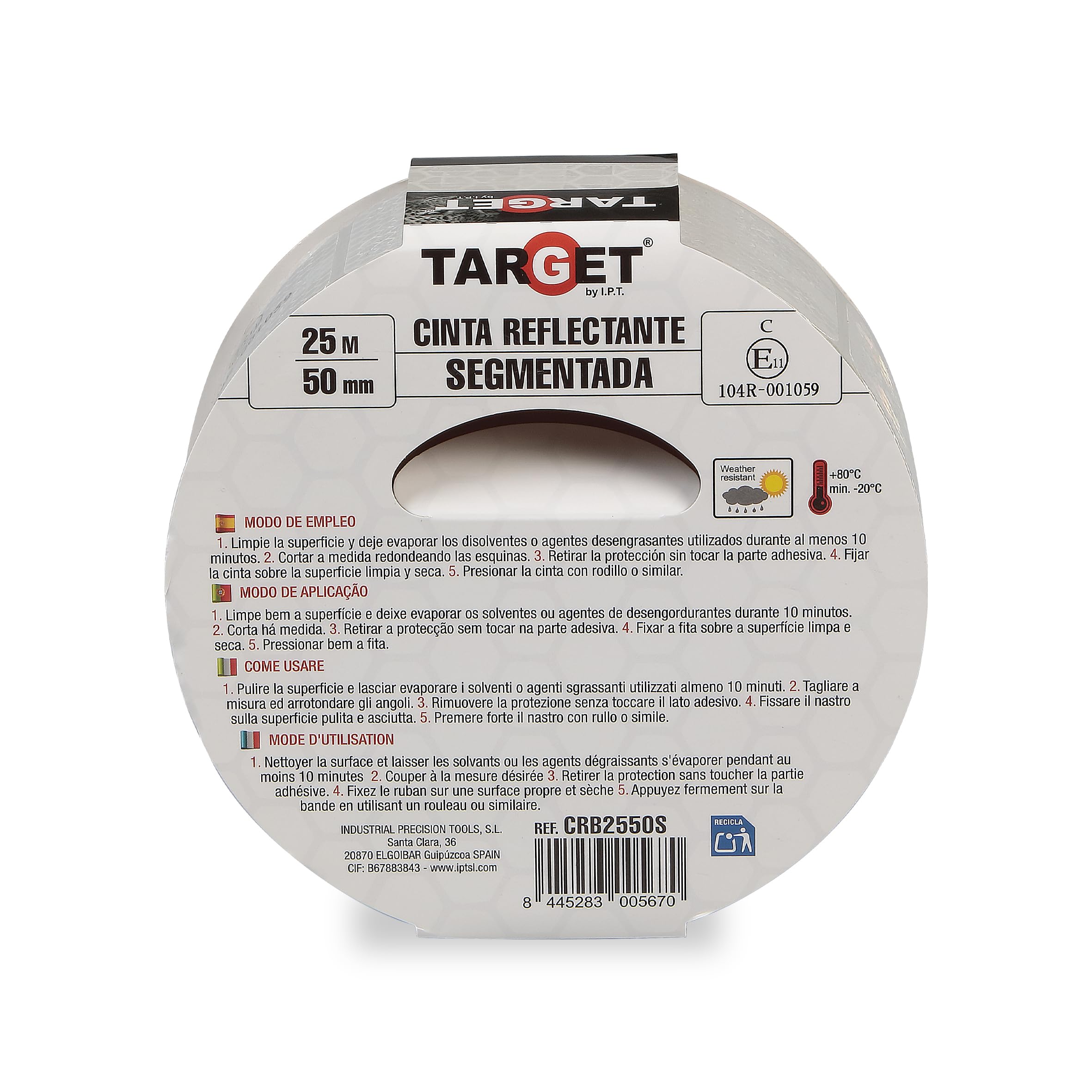 TARGET - Nastro riflettente omologato per camion - Certificazione Standard EC 104R - V23 - Marcatura e segnaletica (CONTINUA, BIANCO)
