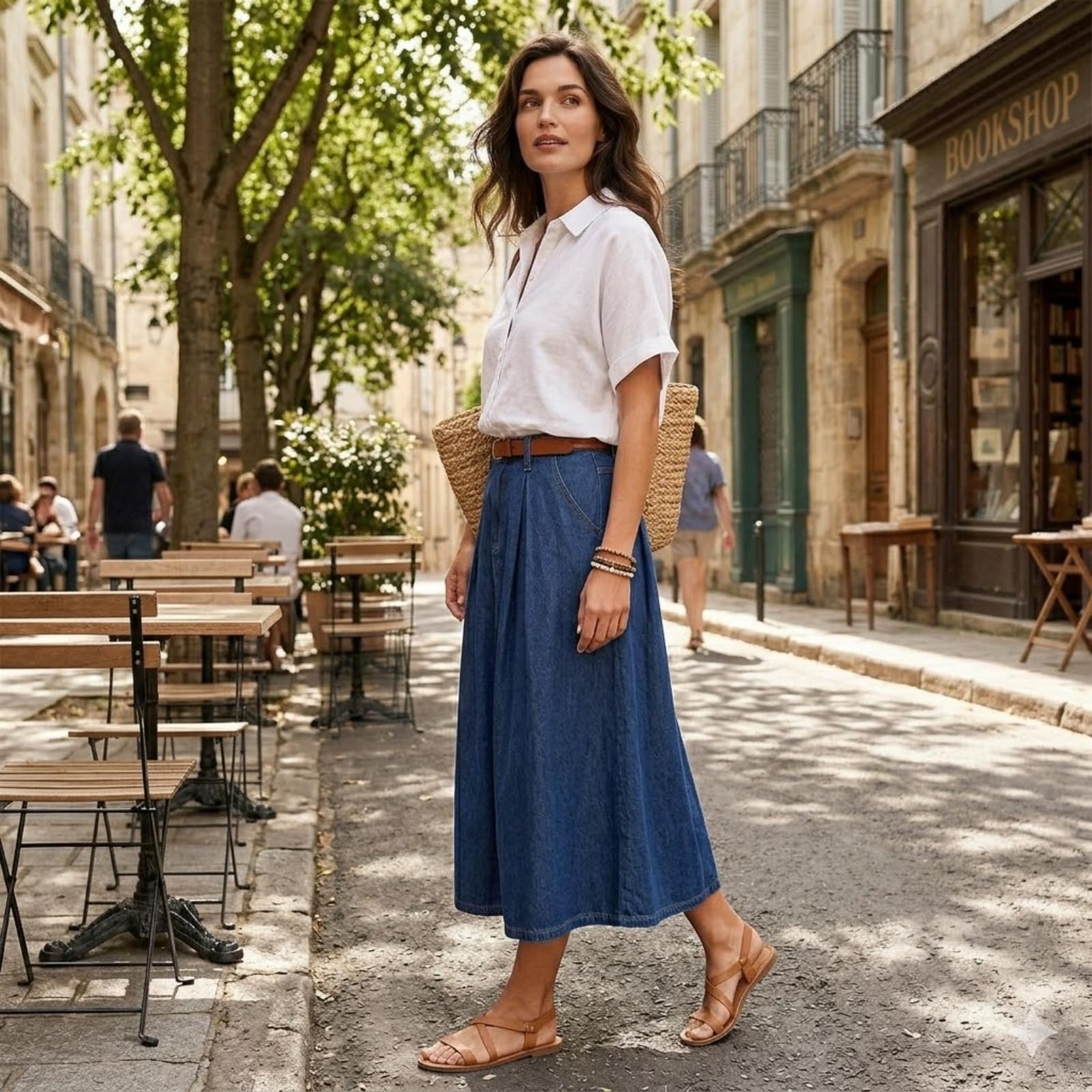 Jeansrock Damen High Waist Midi - Retro A-Linie Denim Rock mit Taschen - Ausgestellter Glockenrock aus Baumwolle für Sommer & Herbst - Vintage Blau, Größe XXS-XL