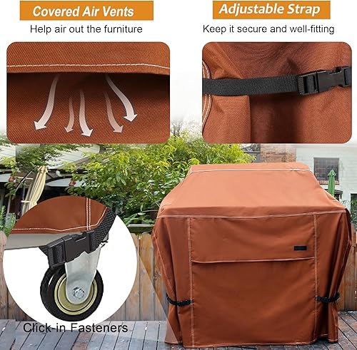 Miniatura 6 de NettyPro Funda para parrilla de 64 pulgadas para exterior, funda impermeable resistente para barbacoa a gas para Weber, Char-Broil, Brinkmann, Jenn
