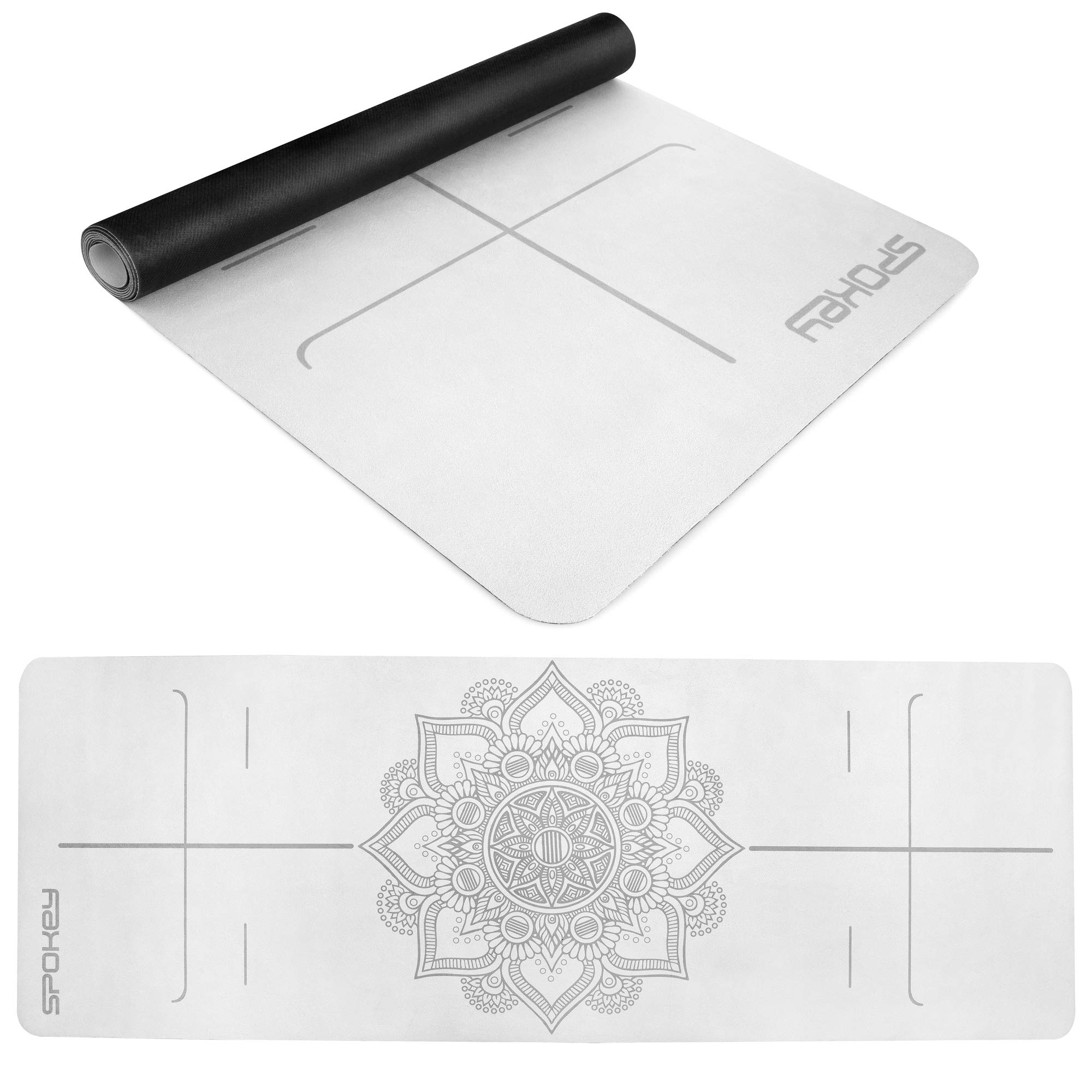 Spokey Tappetino da yoga, 183 x 61 x 1,5 mm, con linee guida, strato superiore effetto pelle scamosciata, strato inferiore in gomma, antiscivolo, stabile e sicuro, per yoga, pilates, fitness e