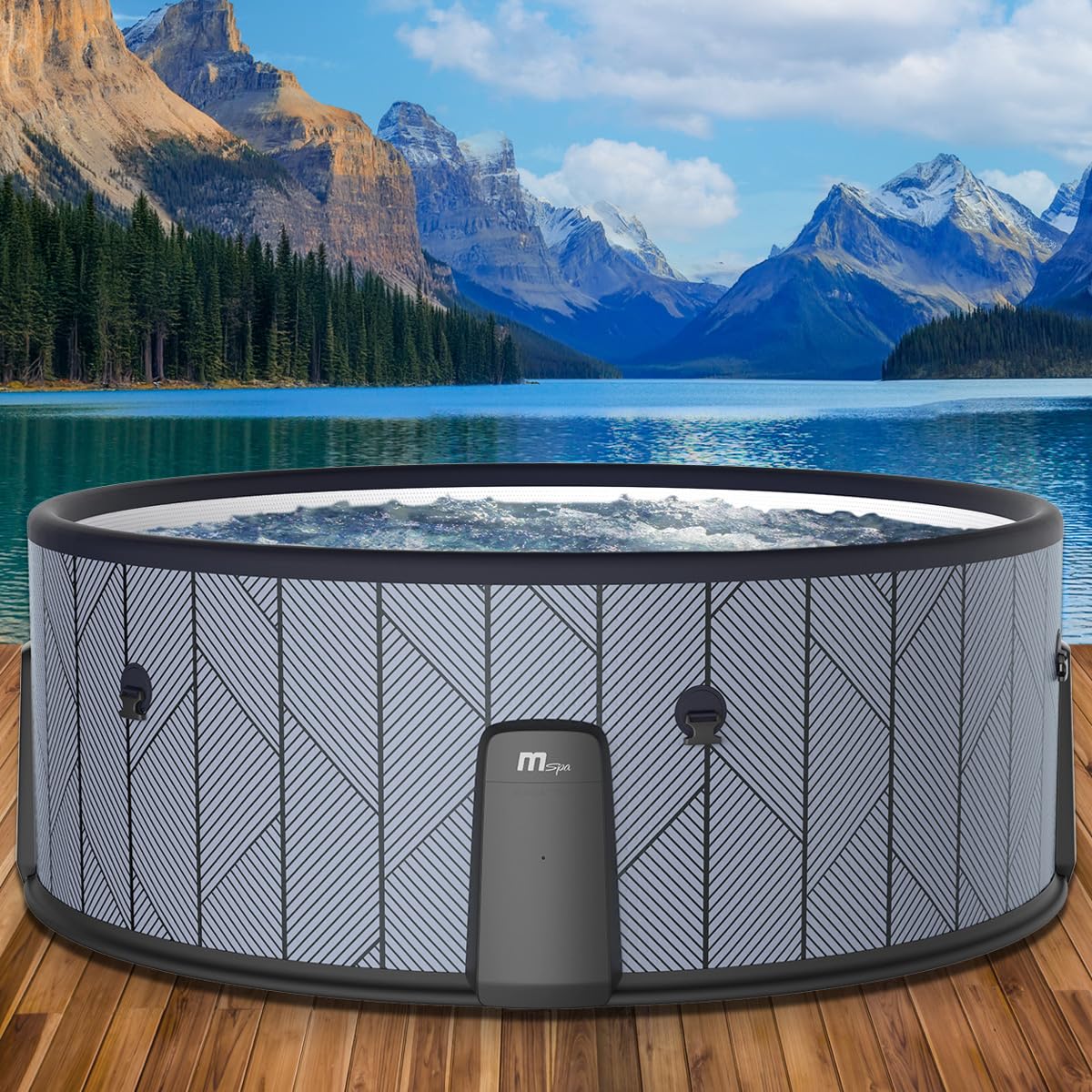 BRAST Whirlpool aufblasbar MSpa Tidal für 6 Personen | Ø173x65cm | 138 Massagedüsen in 3 Intensitäten | In- Outdoor Pool | Ganzjähriger Einsatz Winterfest | einfache Steuerung per App