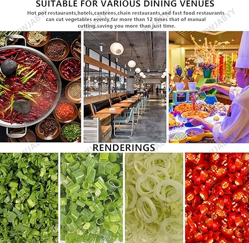 Miniatura 8 de Picador de verduras comercial,Cortador automático multifuncional y rebanadora,Procesador De Alimentos Electrico,1-5Mm de espesor ajustable,Mini