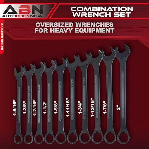 Miniatura 2 de ABN Juego de llaves combinadas grandes SAE de 1-516 a 2 pulgadas - Juego de llaves estándar de extremo abierto de 10 piezas