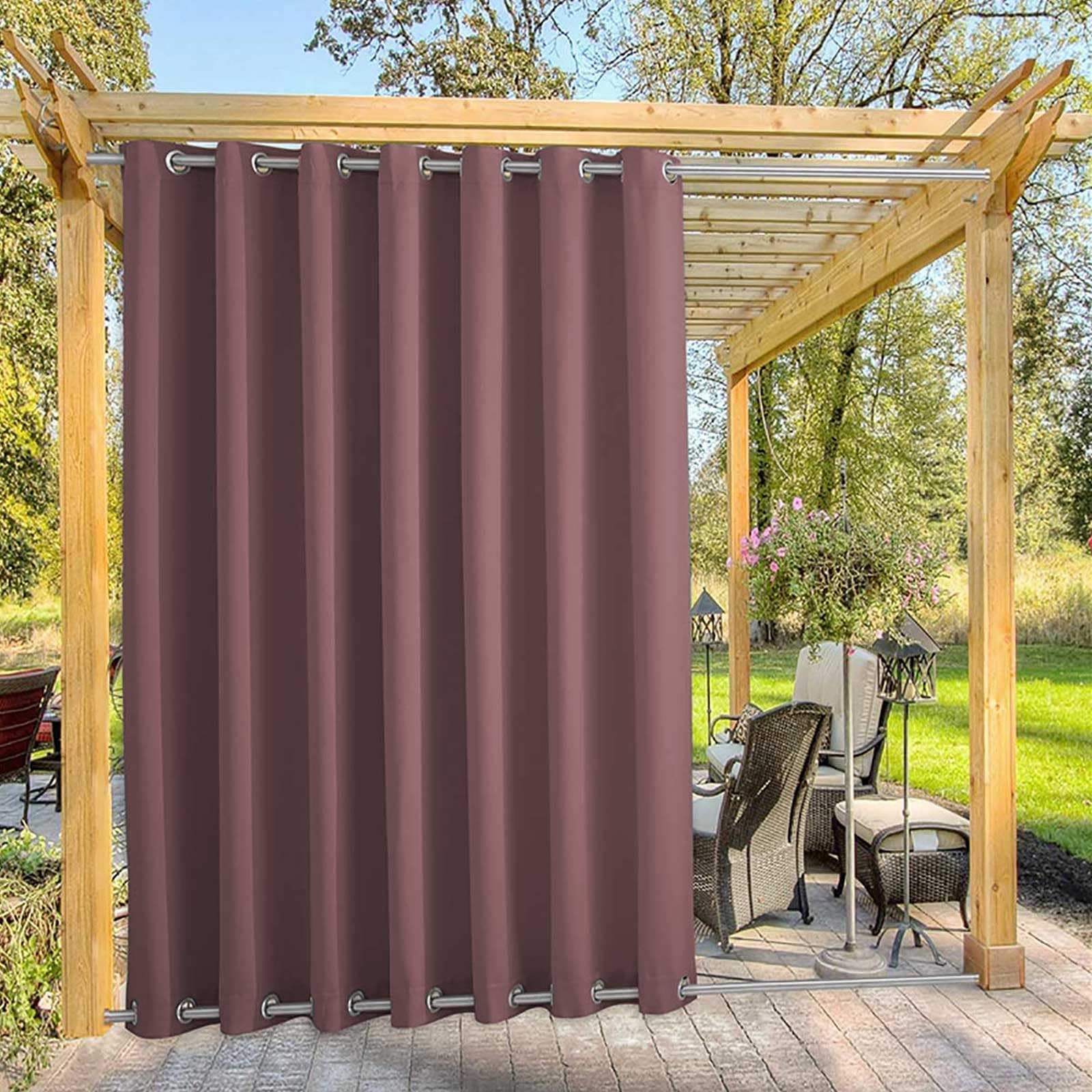 Waterproof Outdoor Curtain for Garden Patio Gazebo Curtains, Thermal Insulated Blackout Curtains with Grommet (Top and Bottom),Sun Blocking Curtains for Indoor |1 Panel, Dark-pink,W59''*H108''