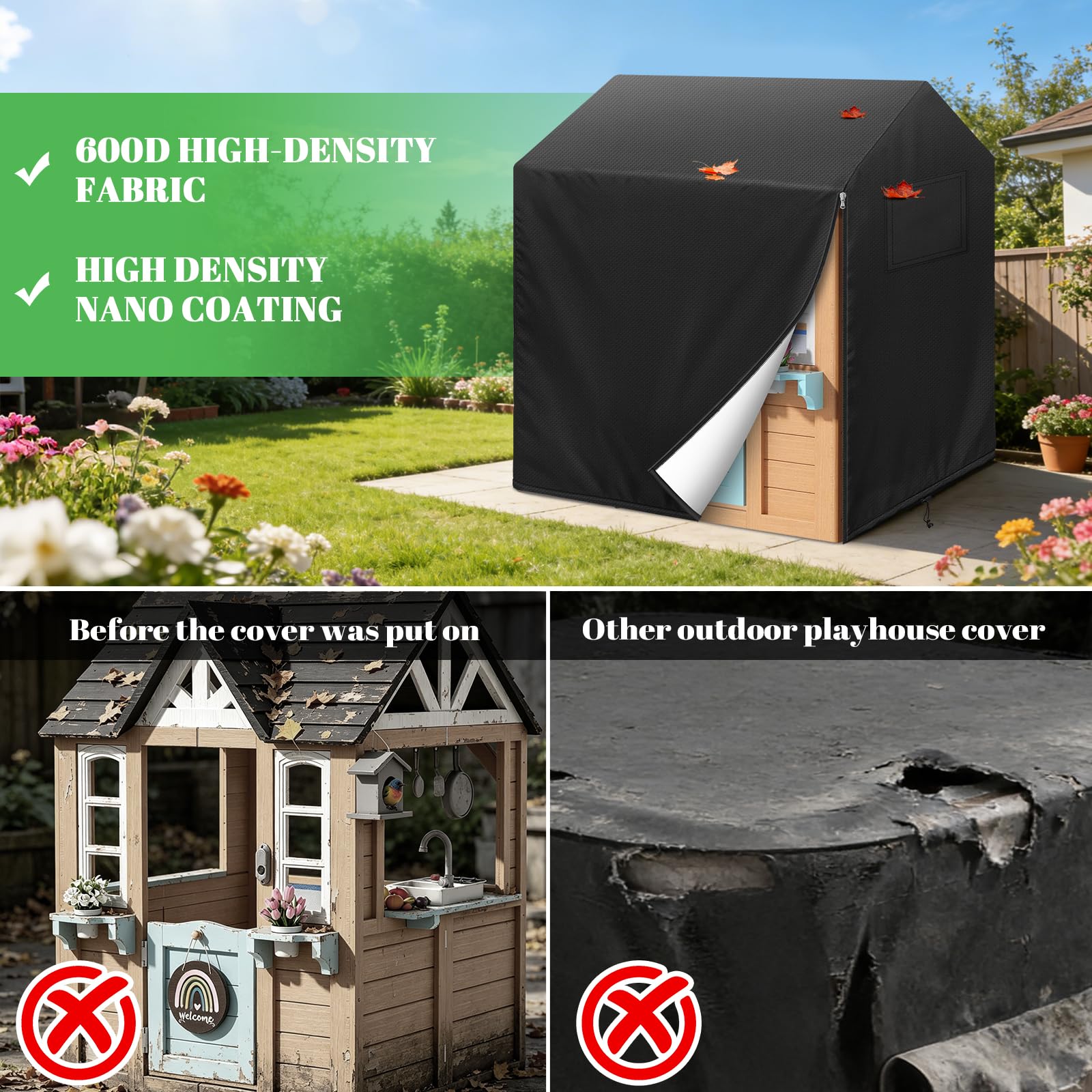 Smoby Abdeckung Spielhaus 600D Wasserdicht Winddicht UV-beständig L145xW145xH160cm