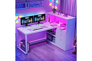 DWVO L Shaped Desk with Drawers - Maximize Your Workspace Efficiency