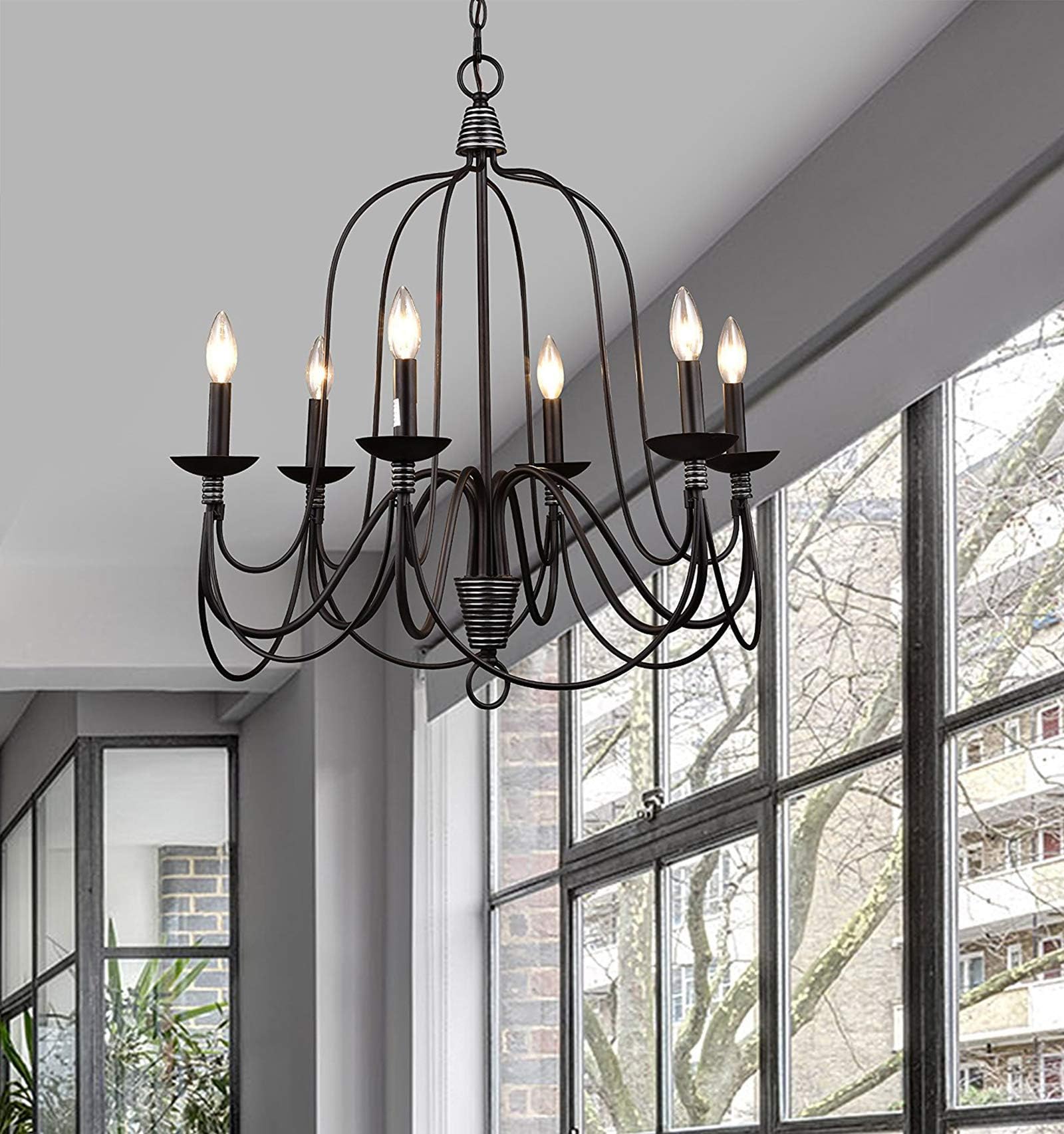 CLAXY Ecopower Lighting Industrial Vintage 6-Lights Candle Chandeliers