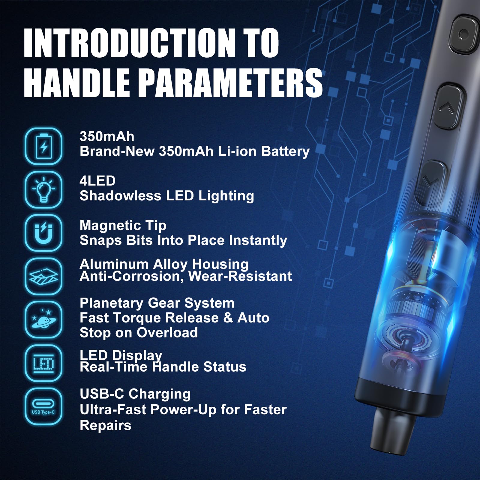 Kit de herramientas de reparación eléctrica de precisión 78 en 1 para electrónica, mini herramienta eléctrica inalámbrica con 72 puntas magnéticas y carga USB-C, juego de reparación de energía para