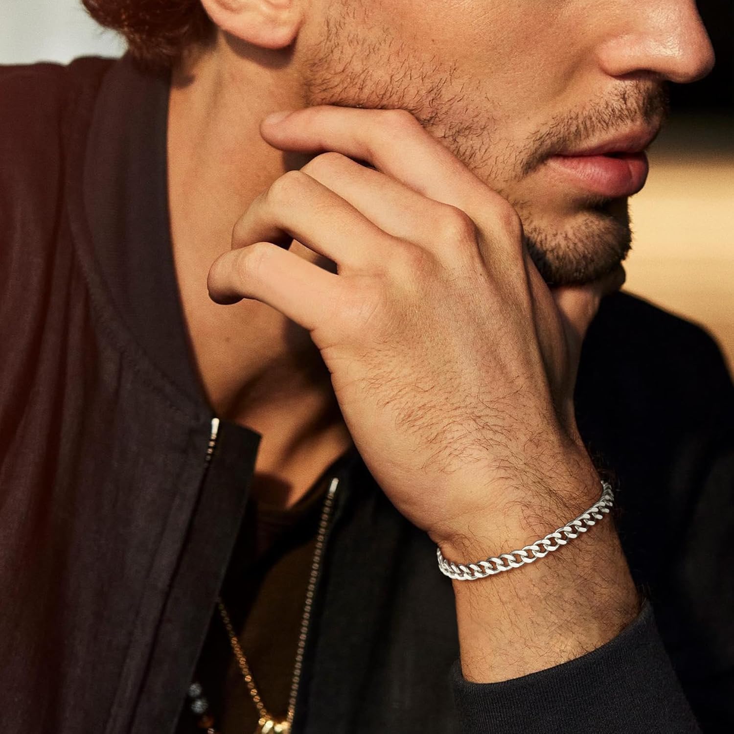 Silver Cuban Link Bracelet for Men, 925 Sterling Silver 5MM Cuban Chain Bracelet Diamond Cut Silver Bracelets Gifts for Boyfriends Father Husband - Image 2