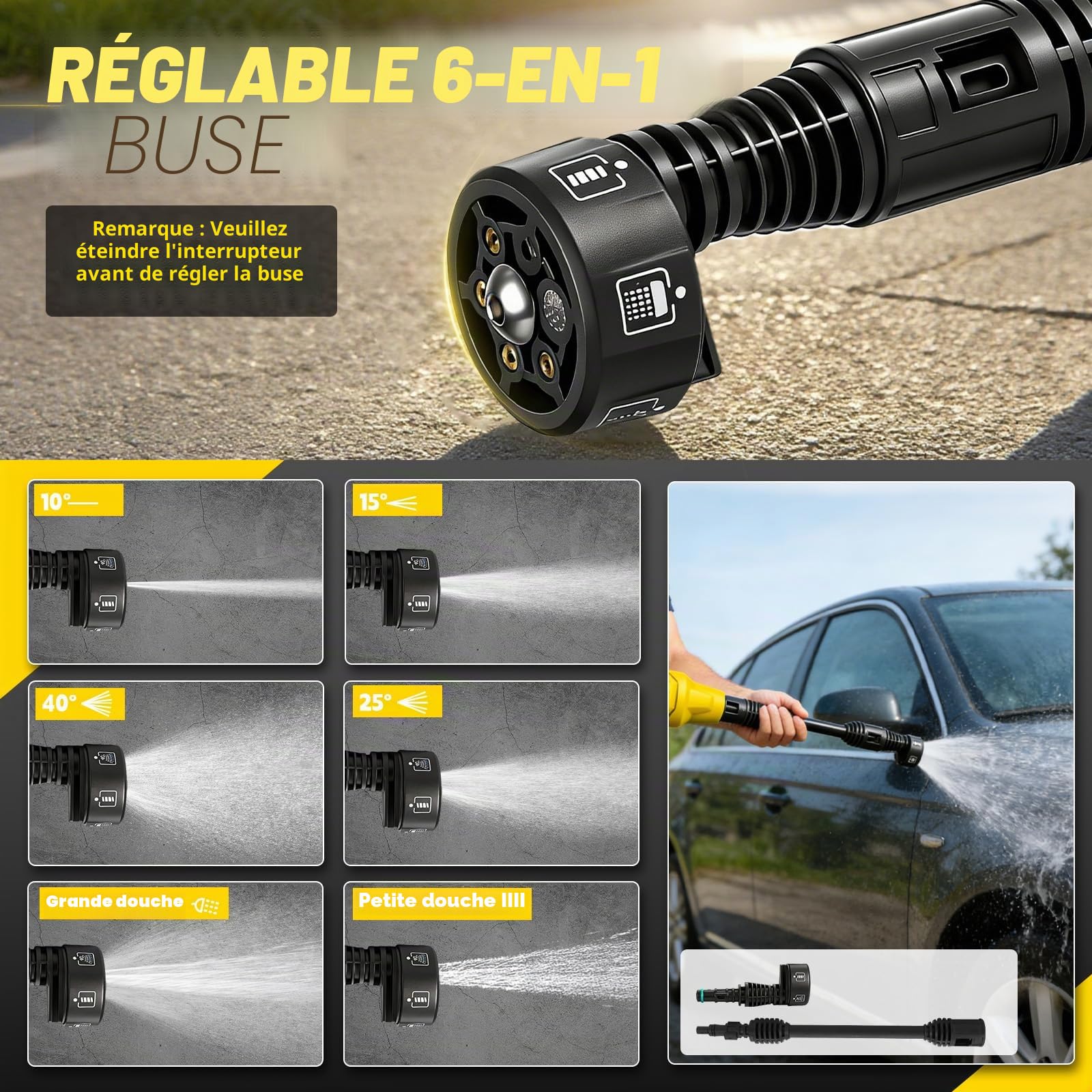 Nettoyeur Haute Pression sans Fil Compatible avec Dewalt 20 V 18 V